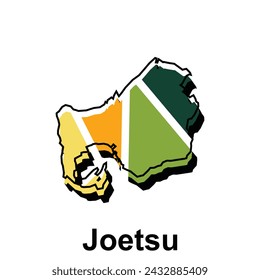 Map of Joetsu City colorful illustration template design on white background