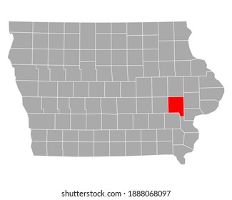 Map of Johnson in Iowa on white