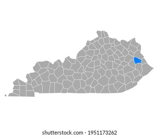 Karte von Johnson in Kentucky auf weiß