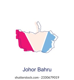 Map of Johor Bahru colorful modern outline vector design template, logotype element for template.