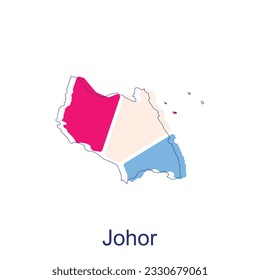 Map of Johor vector design template, World Map International vector template with outline graphic sketch style isolated on white background