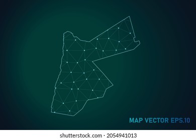 Map of jordan - Abstract mash line and point scales on dark gradient background. Wire Frame 3D mesh polygonal network line, design sphere, dot and structure. Vector illustration eps 10.