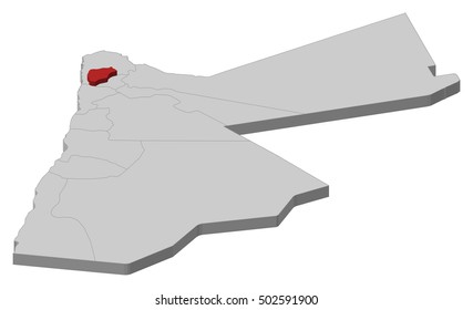 Map - Jordan, Ajloun - 3D-Illustration