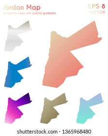 Map of Jordan with beautiful gradients. A set of country maps. Bewitching vector illustration.