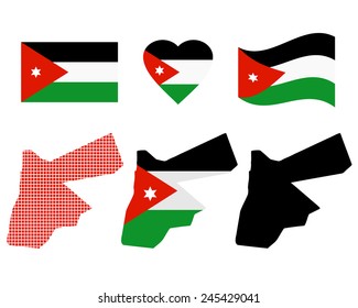 Map of Jordan and the different types of characters on a white background 