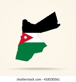 Map of Jordan in Jordan flag colors

