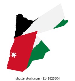 Map of Jordan with Flag. Hand Painted with Brush. Vector Illustration. 