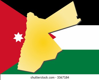 map of Jordan and flag illustration