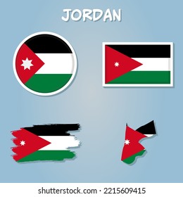Map of Jordan with flag vector illustration.