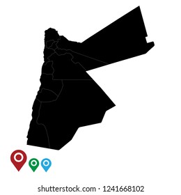 Map of Jordan, High Detailed Map of Jordan isolated on white background.Vector illustration eps 10