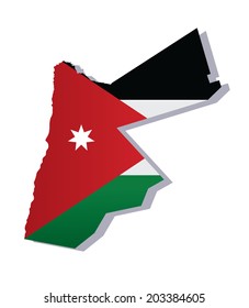 map of jordan with the image of the national flag