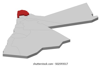 Map - Jordan, Irbid - 3D-Illustration