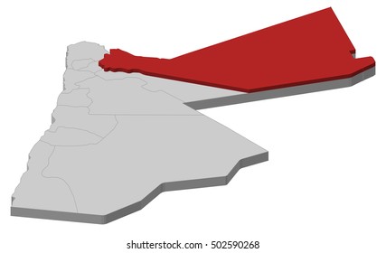 Map - Jordan, Mafraq - 3D-Illustration