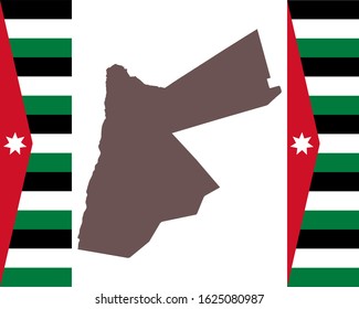 Map of Jordan on background with flag