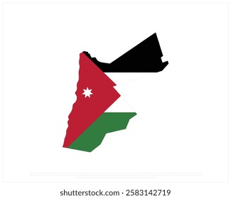 Map of JORDAN on a white background, Editable Vector illustration of JORDAN flag, National Day design, Map Flag of Jordan flat design, National Day of Jordan