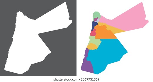 Map of Jordan. Jordan map in set color