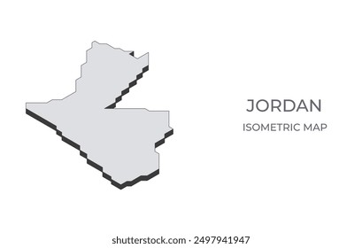 Map of the Jordan in simple isometric form. Illustration of isometric map of the country.