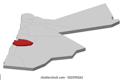 Map - Jordan, Tafilah - 3D-Illustration