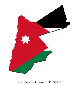 map of Jordan and their flag illustration