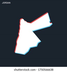 Map of Jordan Vector Design Template On Dark Background.