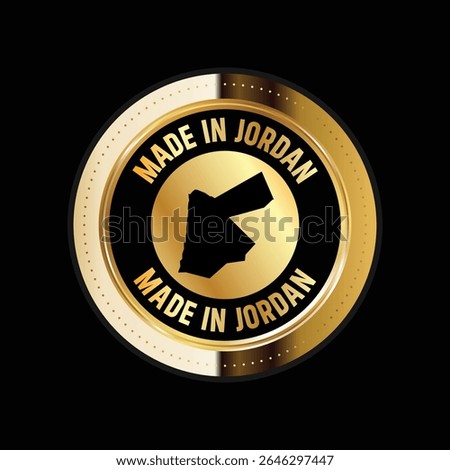 Map of Jordan. Vector illustration. Logo, Icon, and Symbol. Jordan map gold seal. 