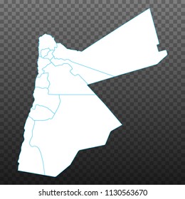 Map of Jordan. Vector illustration on transparent background. Items are placed on separate layers and editable. Vector illustration eps 10.
