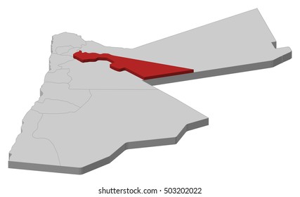 Map - Jordan, Zarqa - 3D-Illustration