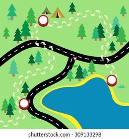 Map of a journey through the forest
