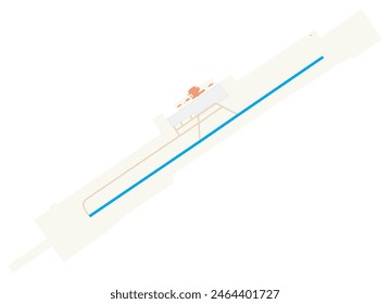 Map of Juan Gualberto Gomez Airport (Cuba). IATA-code: VRA. Airport diagram with runways, taxiways, apron, parking areas and buildings. Map Data from OpenStreetMap.