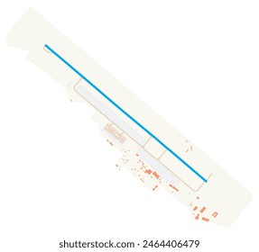 Map of Juba International Airport (South Sudan). IATA-code: JUB. Airport diagram with runways, taxiways, apron, parking areas and buildings. Map Data from OpenStreetMap.