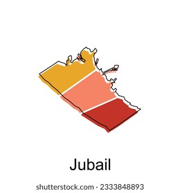 Map of Jubail design template, World Map International vector template with outline graphic sketch style isolated on white background