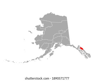 Map of Juneau in Alaska on white