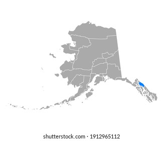 Map of Juneau in Alaska on white