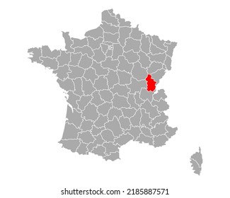 Map of Jura in France on white