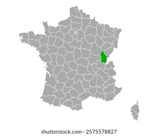 Map of Jura in France on white