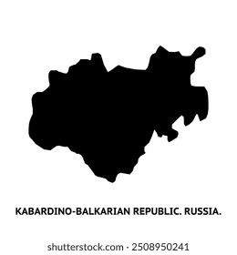 Map of Kabardino-Balkarian Republic. Russia. Black and white silhouette isolated on white background. Vector illustration.