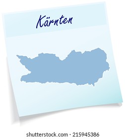 Map of kaernten as sticky note in blue