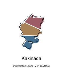 Map of Kakinada vector template with outline, graphic sketch style isolated on white background