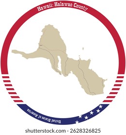 Map of Kalawao County in Hawaii, USA arranged in a circle.