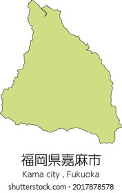 Map of Kama City, Fukuoka Prefecture, Japan.Translation: "Kama City, Fukuoka Prefecture."