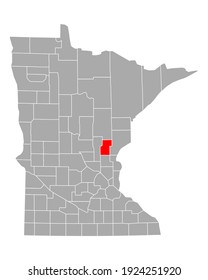 Map of Kanabec in Minnesota on white