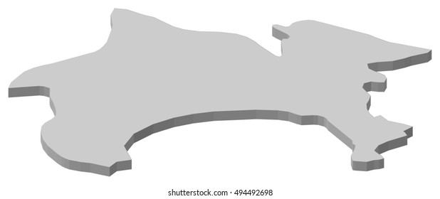 Map - Kanagawa (Japan) - 3D-Illustration