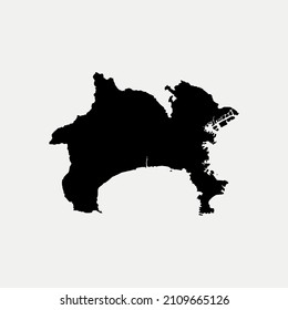 Map of Kanagawa - Japan region outline silhouette vector illustration
