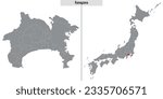 map of Kanagawa prefecture of Japan and location on Japanese map