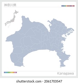 Map of Kanagawa. Map of prefectures in Japan