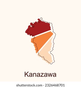 map of Kanazawa vector design template, national borders and important cities illustration