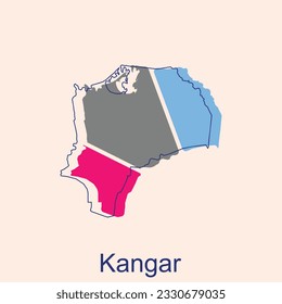 Map of Kangar vector design template, World Map International vector template with outline graphic sketch style isolated on white background