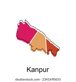 Map Of Kanpur City Modern Simple Geometric, illustration vector design template