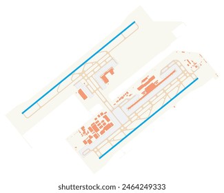 Map of Kansai International Airport (Japan). IATA-code: KIX. Airport diagram with runways, taxiways, apron, parking areas and buildings. Map Data from OpenStreetMap.