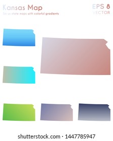 Map of Kansas with beautiful gradients. Beautiful set of US state maps. Exotic vector illustration.